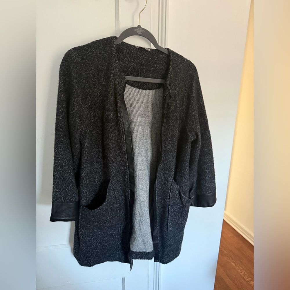 Women's Zara Black Sweater with Leather Trim